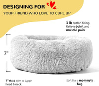 Calming Donut Dog Bed 30" – Fluffy Washable Bed for Large Dogs