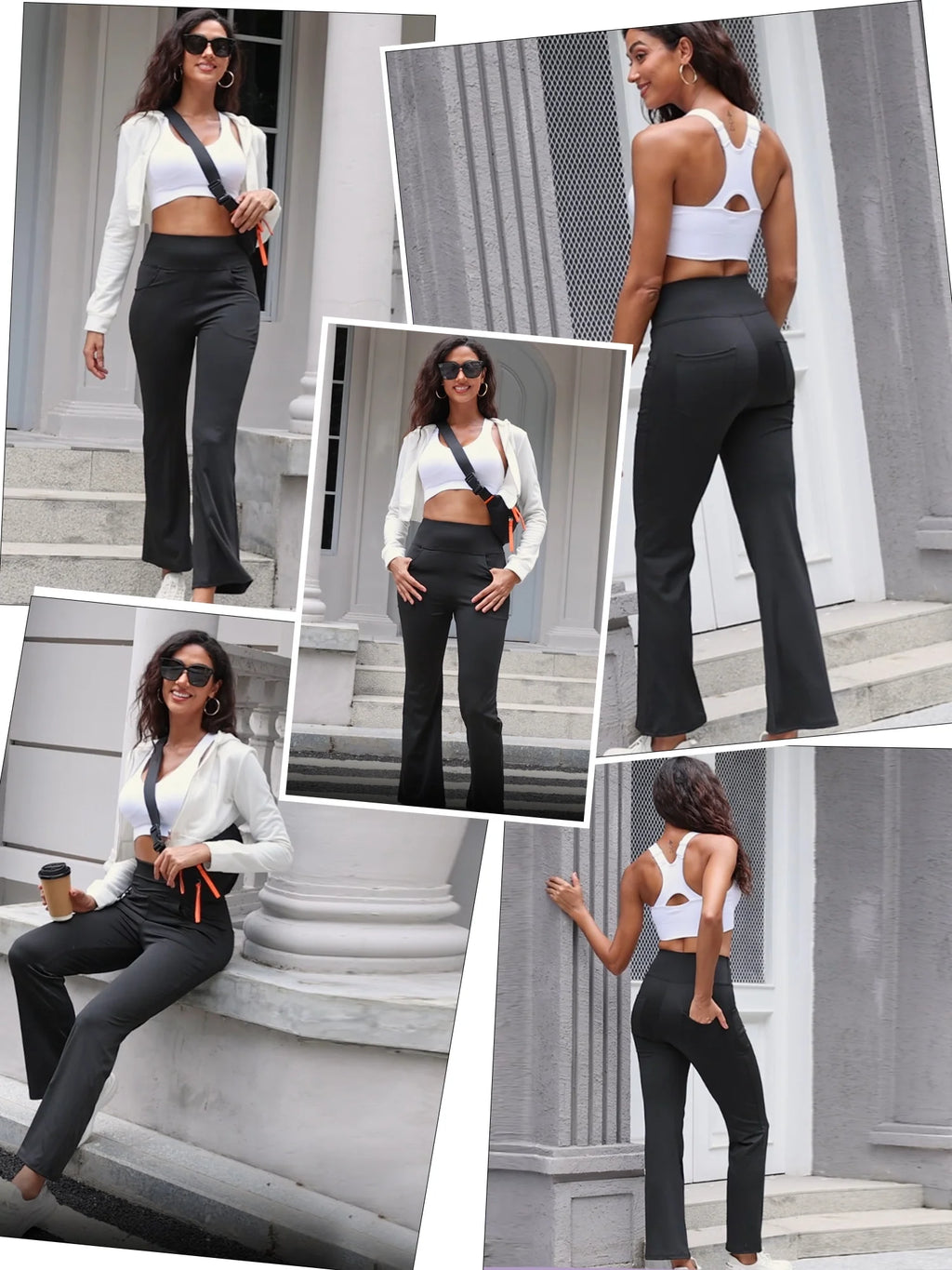 Womens Yoga Pants Flare Legging with Pockets Bootcut High Waist Lightweight Bottoms Workout Activewear Dark Red L
