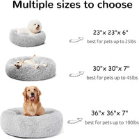 Calming Donut Dog Bed 30" – Fluffy Washable Bed for Large Dogs