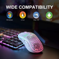 Wireless RGB Gaming Mouse – 2.4G Rechargeable Ergonomic Mouse with 6 Buttons & Adjustable DPI