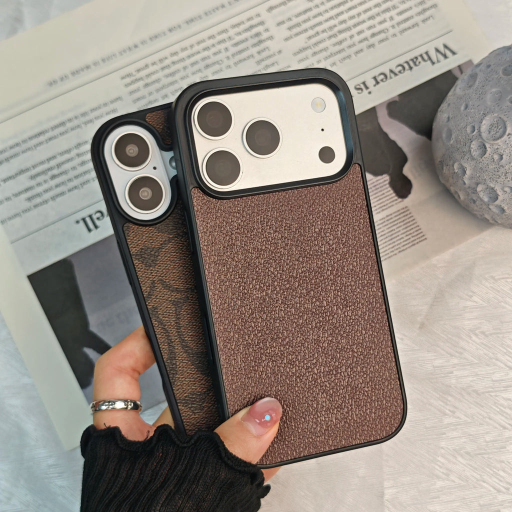 Luxury Soft Faux Leather iPhone Case – Minimalist Textured Design with Shockproof Protection