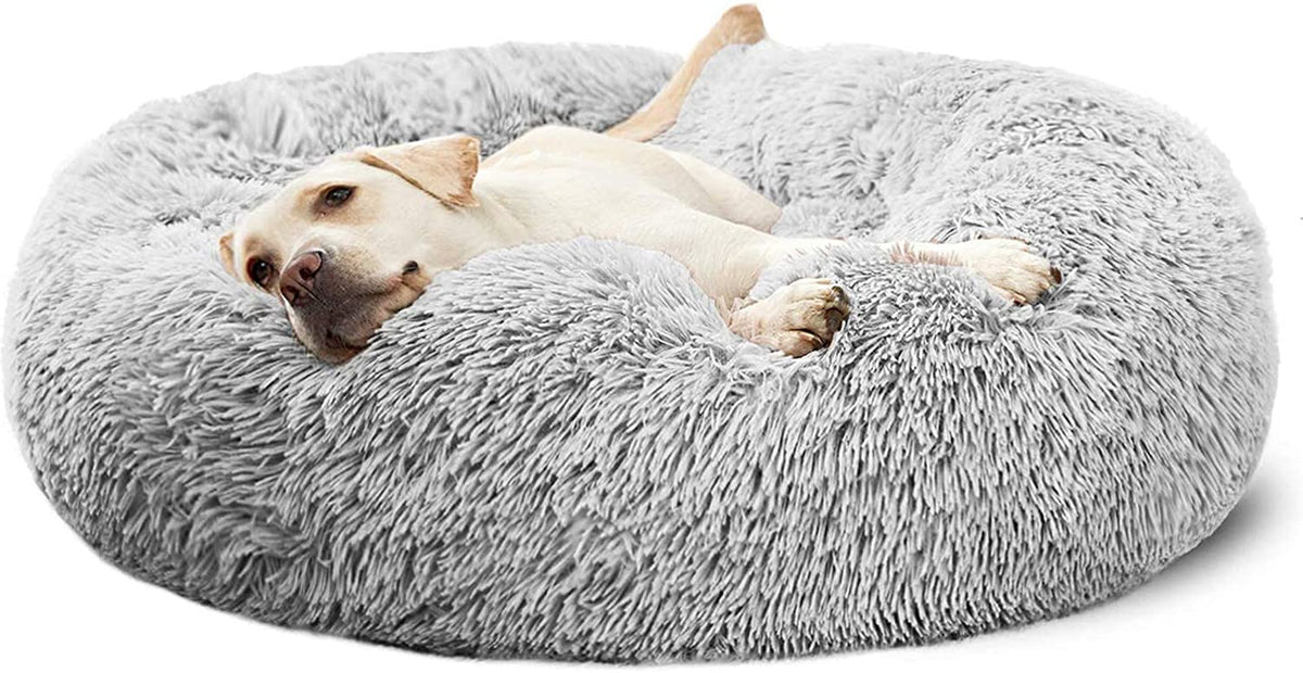 Calming Donut Dog Bed 30" – Fluffy Washable Bed for Large Dogs