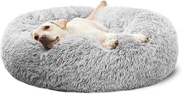 Calming Donut Dog Bed 30" – Fluffy Washable Bed for Large Dogs