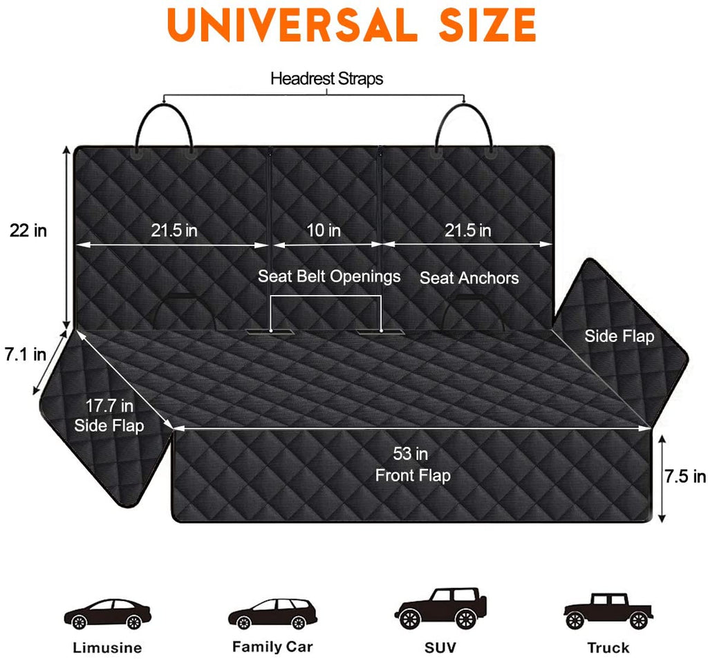 Dog Car Seat Cover, Back Seat Cover for Dogs Pet Car Seat Protector Waterproof Rear Seat Cover Durable Car Seat Cover