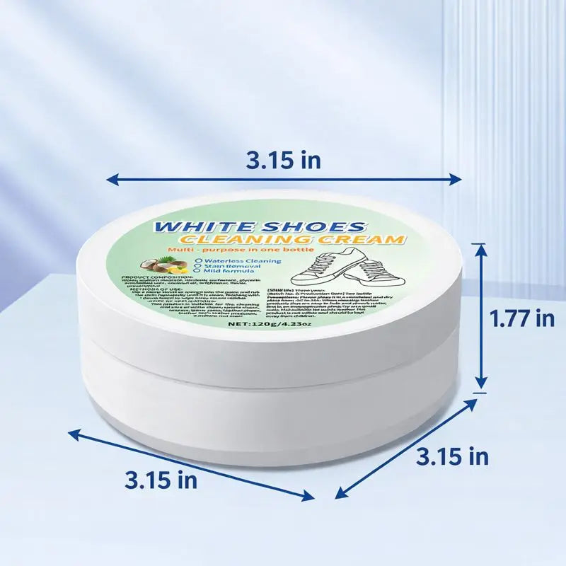 White Shoe Cleaning Cream with Sponge Applicator - Multi-Purpose Leather Upholstery & Footwear Cleaner for Sneakers, Canvas Shoes Casual