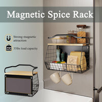Magnetic Fridge Basket with Wood Lid – Fruit & Veggie Storage