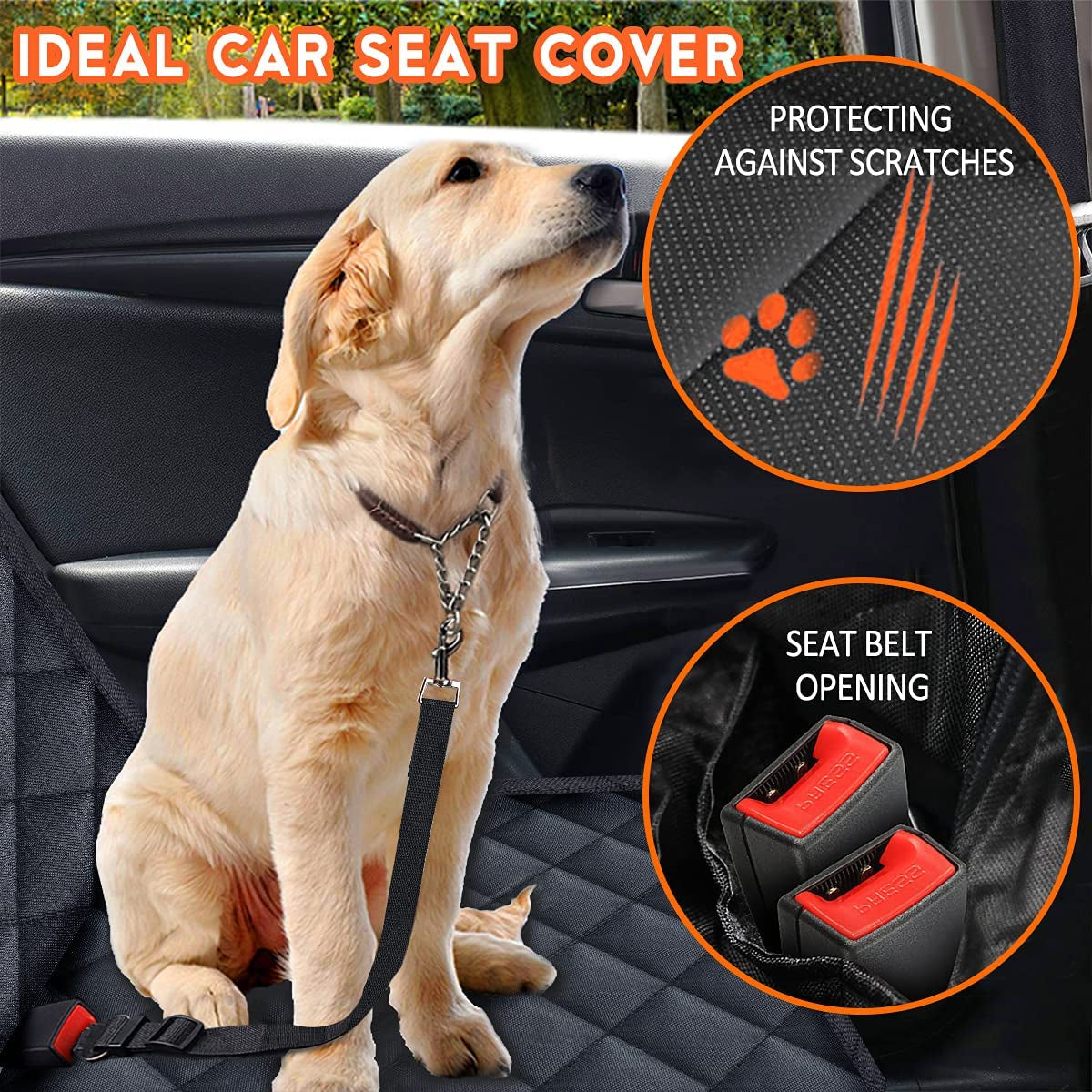 Dog Car Seat Cover, Back Seat Cover for Dogs Pet Car Seat Protector Waterproof Rear Seat Cover Durable Car Seat Cover