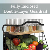 Magnetic Fridge Basket with Wood Lid – Fruit & Veggie Storage