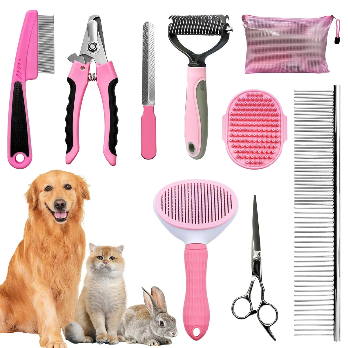 Pet Grooming Kit – 9PC Brush & Deshedding Set for Dogs & Cats