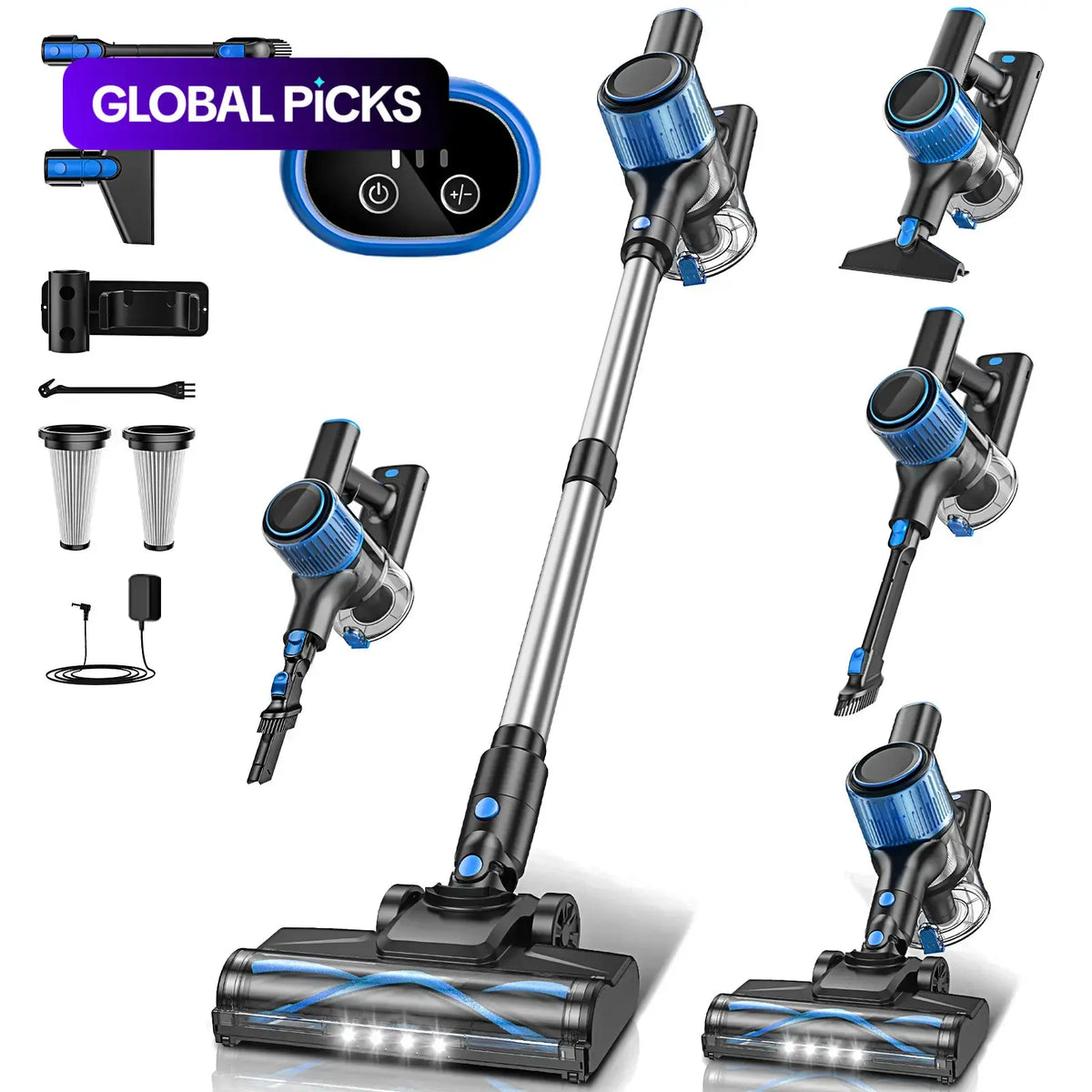 Cordless Stick Vacuum Cleaner with 3 Cleaning Modes, Anti-Tangle Brush, 1.5L Dust Cup – Lightweight Portable Vacuum for Carpets, Hard Floors, Pet Hair & Car Cleaning