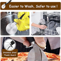 Pizza Cutter Wheel – Heavy Duty Stainless Steel Pizza Slicer with Non-Slip Handle & Finger Guard