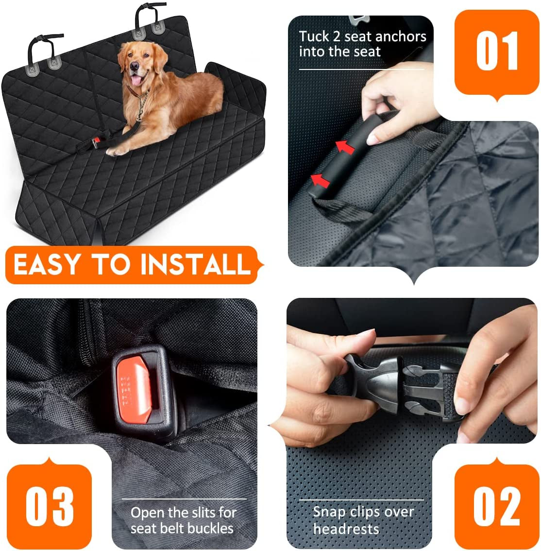 Dog Car Seat Cover, Back Seat Cover for Dogs Pet Car Seat Protector Waterproof Rear Seat Cover Durable Car Seat Cover
