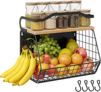 Magnetic Fridge Basket with Wood Lid – Fruit & Veggie Storage