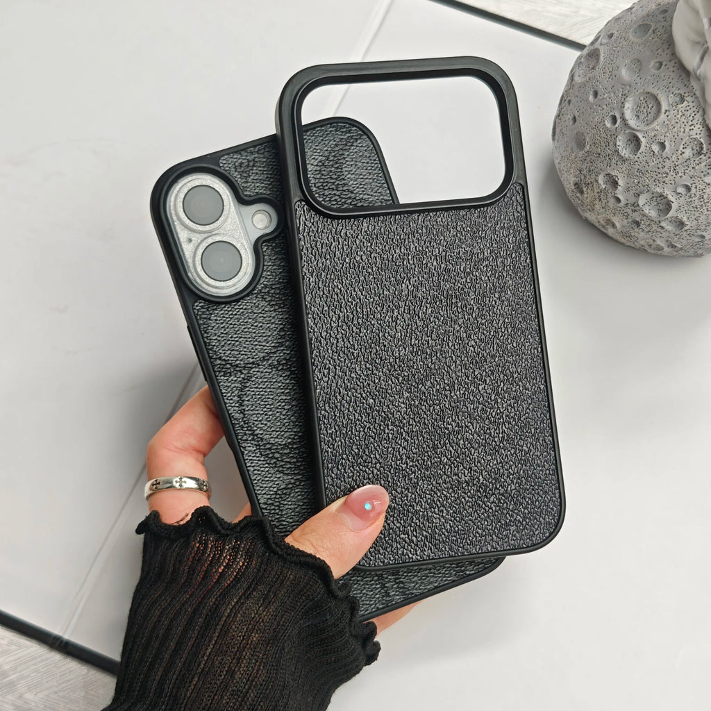 Luxury Soft Faux Leather iPhone Case – Minimalist Textured Design with Shockproof Protection