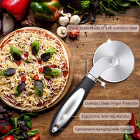 Pizza Cutter Wheel – Heavy Duty Stainless Steel Pizza Slicer with Non-Slip Handle & Finger Guard